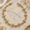 Oro Laminado Fancy Bracelet, Gold Filled Style Butterfly and Flower Design, with White Cubic Zirconia, Polished, Golden Finish, 5.030.005 (11 MM Thickness, 7 Inches Length)