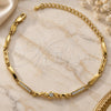 Oro Laminado Fancy Bracelet, Gold Filled Style with White Cubic Zirconia, Polished, Golden Finish, 5.030.007 (05 MM Thickness, 7 Inches Length)