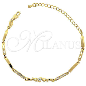 Oro Laminado Fancy Bracelet, Gold Filled Style with White Cubic Zirconia, Polished, Golden Finish, 5.030.007 (05 MM Thickness, 7 Inches Length)
