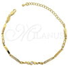 Oro Laminado Fancy Bracelet, Gold Filled Style with White Cubic Zirconia, Polished, Golden Finish, 5.030.007 (05 MM Thickness, 7 Inches Length)