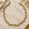 Oro Laminado Fancy Bracelet, Gold Filled Style Flower Design, with White Cubic Zirconia, Resin Finish, Golden Finish, 5.030.009 (06 MM Thickness, 7 Inches Length)