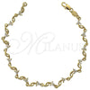 Oro Laminado Fancy Bracelet, Gold Filled Style Flower Design, with White Cubic Zirconia, Resin Finish, Golden Finish, 5.030.009 (06 MM Thickness, 7 Inches Length)