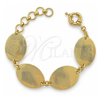Oro Laminado Fancy Bracelet, Gold Filled Style Diamond Cutting Finish, Golden Finish, 5.032.002 (20 MM Thickness, 8 Inches Length)