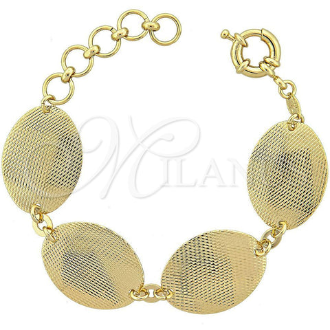 Oro Laminado Fancy Bracelet, Gold Filled Style Diamond Cutting Finish, Golden Finish, 5.032.002 (20 MM Thickness, 8 Inches Length)
