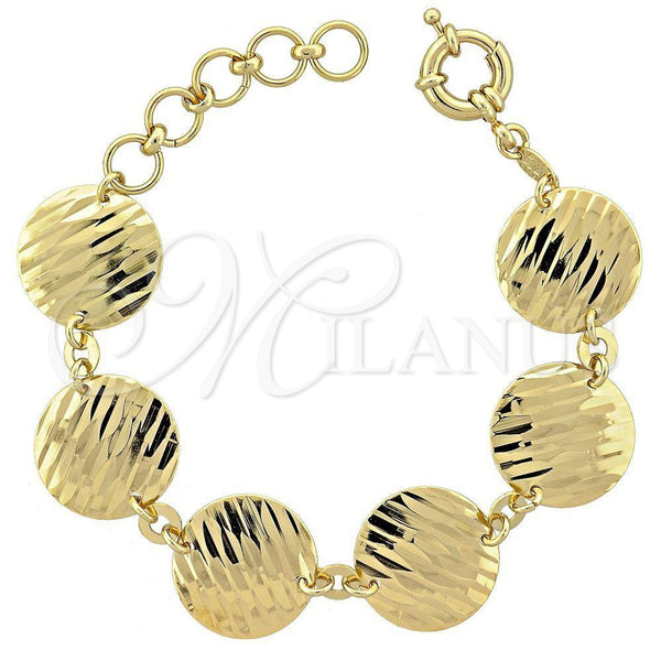 Oro Laminado Fancy Bracelet, Gold Filled Style Diamond Cutting Finish, Golden Finish, 5.033.009 (20 MM Thickness, 8 Inches Length)