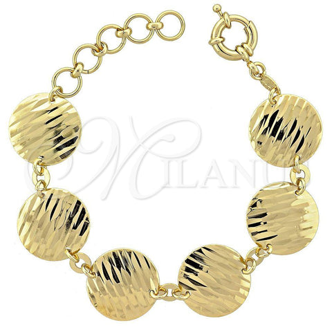 Oro Laminado Fancy Bracelet, Gold Filled Style Diamond Cutting Finish, Golden Finish, 5.033.009 (20 MM Thickness, 8 Inches Length)