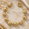 Oro Laminado Fancy Bracelet, Gold Filled Style Ball Design, Matte Finish, Golden Finish, 5.036.001 (12 MM Thickness, 7 Inches Length)