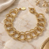 Oro Laminado Fancy Bracelet, Gold Filled Style Twist and Double Design, Diamond Cutting Finish, Golden Finish, 5.036.004 (03 MM Thickness, 8 Inches Length)