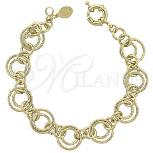 Oro Laminado Fancy Bracelet, Gold Filled Style Diamond Cutting Finish, Golden Finish, 5.036.005 (15 MM Thickness, 8 Inches Length)