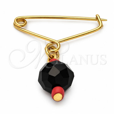 Oro Laminado Religious Brooche, Gold Filled Style with Ivory Pearl, Polished, Golden Finish, 5.039.019