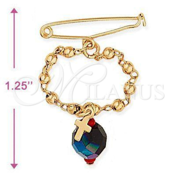 Oro Laminado Religious Brooche, Gold Filled Style with Ivory Pearl, Polished, Golden Finish, 5.039.020