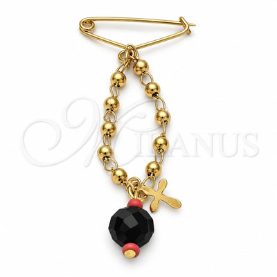 Oro Laminado Religious Brooche, Gold Filled Style with Ivory Pearl, Polished, Golden Finish, 5.039.020