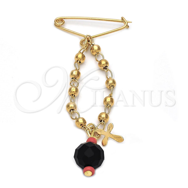 Oro Laminado Religious Brooche, Gold Filled Style with Ivory Pearl, Polished, Golden Finish, 5.039.020