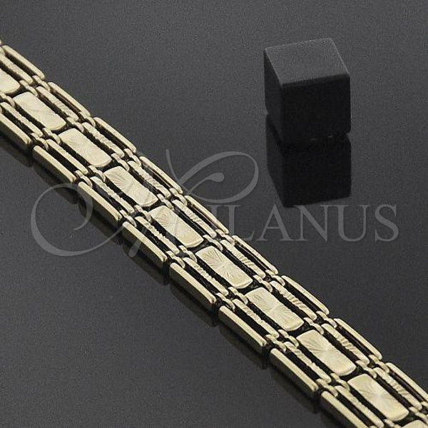 Oro Laminado Solid Bracelet, Gold Filled Style Diamond Cutting Finish, Golden Finish, 5.019.007.1 (11 MM Thickness, 8 Inches Length)