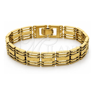 Oro Laminado Solid Bracelet, Gold Filled Style Diamond Cutting Finish, Golden Finish, 5.019.007.1 (11 MM Thickness, 8 Inches Length)