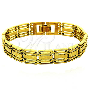 Oro Laminado Solid Bracelet, Gold Filled Style Diamond Cutting Finish, Golden Finish, 5.019.007.1 (11 MM Thickness, 8 Inches Length)