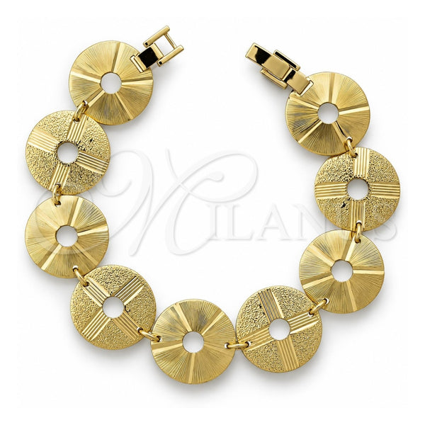 Oro Laminado Fancy Bracelet, Gold Filled Style Diamond Cutting Finish, Golden Finish, 5.018.008.2 (15 MM Thickness, 7 Inches Length)