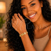 Oro Laminado Fancy Bracelet, Gold Filled Style Flower Design, Matte Finish, Golden Finish, 5.018.002.3 (15 MM Thickness, 8 Inches Length)