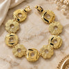 Oro Laminado Fancy Bracelet, Gold Filled Style Flower Design, Matte Finish, Golden Finish, 5.018.002.3 (15 MM Thickness, 8 Inches Length)
