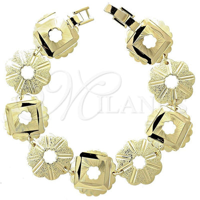 Oro Laminado Fancy Bracelet, Gold Filled Style Flower Design, Matte Finish, Golden Finish, 5.018.002.3 (15 MM for wholesale, main product view