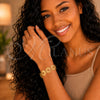 Oro Laminado Fancy Bracelet, Gold Filled Style Flower Design, Diamond Cutting Finish, Golden Finish, 5.018.002.2 (15 MM Thickness, 8 Inches Length)