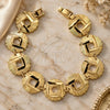 Oro Laminado Fancy Bracelet, Gold Filled Style Flower Design, Diamond Cutting Finish, Golden Finish, 5.018.002.1 (15 MM Thickness, 8 Inches Length)