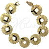 Oro Laminado Fancy Bracelet, Gold Filled Style Flower Design, Diamond Cutting Finish, Golden Finish, 5.018.002.1 (15 MM Thickness, 8 Inches Length)