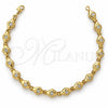 Oro Laminado Fancy Bracelet, Gold Filled Style with White Cubic Zirconia, Polished, Golden Finish, 5.026.014.1 (05 MM Thickness, 7 Inches Length)