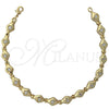 Oro Laminado Fancy Bracelet, Gold Filled Style with White Cubic Zirconia, Polished, Golden Finish, 5.026.014.1 (05 MM Thickness, 7 Inches Length)