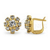 Oro Laminado Leverback Earring, Gold Filled Style Flower Design, with White Cubic Zirconia, Polished, Golden Finish, 02.63.0096.1