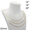 Oro Laminado Basic Necklace, Gold Filled Style Long Box Design, Polished, Golden Finish, 5.223.019.18 (0.60 Gauge, 02 MM Thickness, 18 Inches Length)