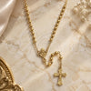 Oro Laminado Medium Rosary, Gold Filled Style Altagracia Design, Polished, Golden Finish, 5.213.004.16