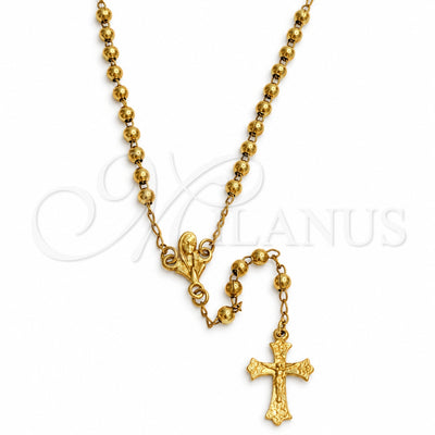 Oro Laminado Medium Rosary, Gold Filled Style Altagracia Design, Polished, Golden Finish, 5.213.004.16 for wholesale, main product view