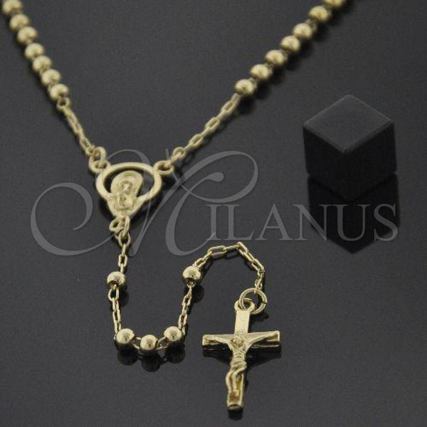 Oro Laminado Medium Rosary, Gold Filled Style Altagracia Design, Polished, Golden Finish, 5.213.004.16