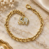 Oro Laminado Charm Bracelet, Gold Filled Style Elephant Design, with Black and White Crystal, Black Enamel Finish, Golden Finish, 03.63.0552.1 (17 MM Thickness, 7 Inches Length)
