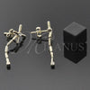 Oro Laminado Long Earring, Gold Filled Style with White Cubic Zirconia, Polished, Golden Finish, 02.01.0058