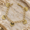 Oro Laminado Charm Bracelet, Gold Filled Style Heart Design, Polished, Golden Finish, 030.011.07 (0.50 Gauge, 03 MM Thickness, 7 Inches Length)