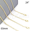 Oro Laminado Basic Necklace, Gold Filled Style Mariner Design, Polished, Golden Finish, 5.222.027.24 (0.60 Gauge, 03 MM Thickness, 24 Inches Length)