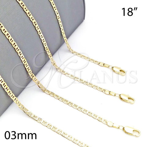 Oro Laminado Basic Necklace, Gold Filled Style Mariner Design, Polished, Golden Finish, 5.222.027.18