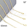 Oro Laminado Basic Necklace, Gold Filled Style Mariner Design, Polished, Golden Finish, 5.222.027.18