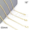 Oro Laminado Basic Necklace, Gold Filled Style Mariner Design, Polished, Golden Finish, 5.222.027.18 (0.60 Gauge, 03 MM Thickness, 18 Inches Length)