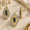 Oro Laminado Earring and Pendant Adult Set, Gold Filled Style with White Cubic Zirconia, Polished, Golden Finish, 5.057.005