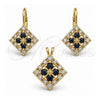 Oro Laminado Earring and Pendant Adult Set, Gold Filled Style with White Cubic Zirconia, Polished, Golden Finish, 5.056.005