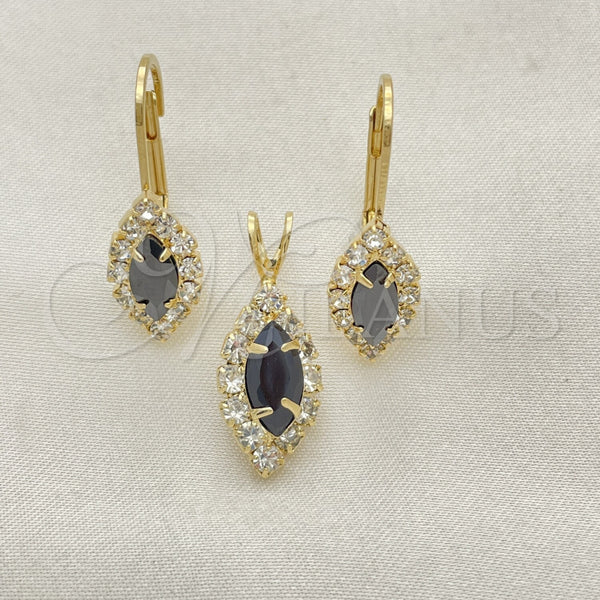 Oro Laminado Earring and Pendant Adult Set, Gold Filled Style with White Cubic Zirconia, Polished, Golden Finish, 5.058.013