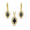 Oro Laminado Earring and Pendant Adult Set, Gold Filled Style with White Cubic Zirconia, Polished, Golden Finish, 5.058.013