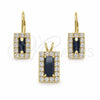 Oro Laminado Earring and Pendant Adult Set, Gold Filled Style with White Cubic Zirconia, Polished, Golden Finish, 5.057.013