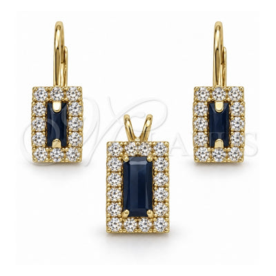 Oro Laminado Earring and Pendant Adult Set, Gold Filled Style with White Cubic Zirconia, Polished, Golden Finish, 5.057.013