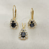 Oro Laminado Earring and Pendant Adult Set, Gold Filled Style with White Cubic Zirconia, Polished, Golden Finish, 5.056.013