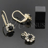 Oro Laminado Earring and Pendant Adult Set, Gold Filled Style Flower Design, with White Cubic Zirconia, Polished, Golden Finish, 5.058.009