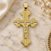 Oro Laminado Religious Pendant, Gold Filled Style Crucifix Design, Polished, Golden Finish, 05.16.0017